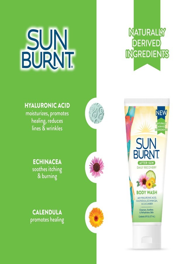 Sunburnt After Sun Body Wash – Cooling Cleanser with Hyaluronic Acid, Calendula, Echinacea & Cucumber – Soothes Sunburn, Hydrates & Calms Skin – Sulfate & Paraben Free, 6 oz - Image 4